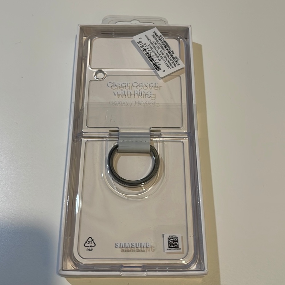 【Phone Case 】Clear Cover with Ring for Samsung Galaxy Z Flip3 - Transparent
